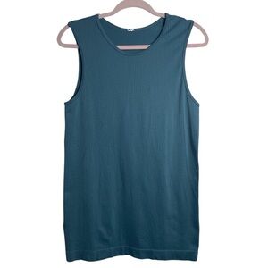 ZYIA Active Ribbed Teal Sleeveless Athletic Tank Top-Small